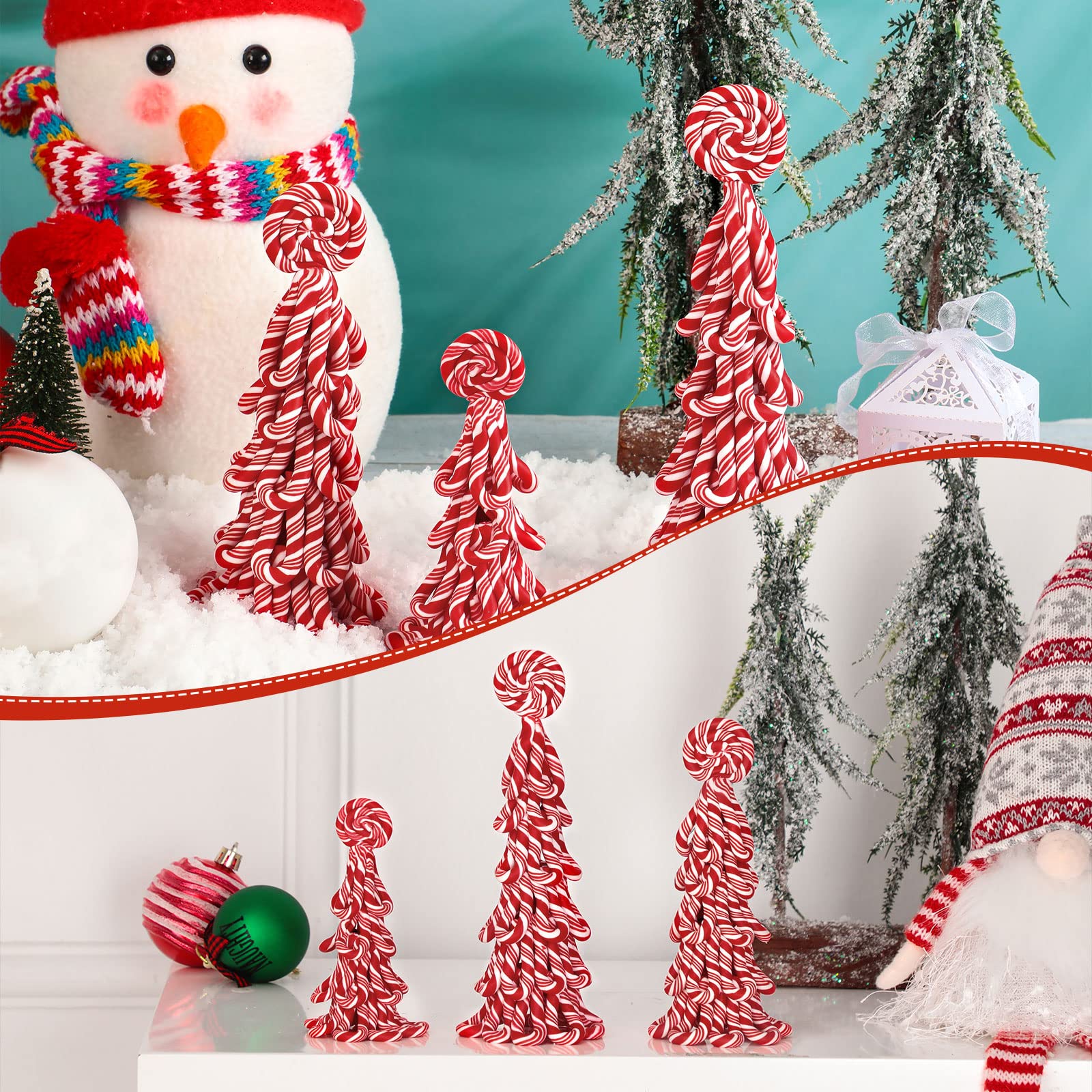 Amazon.com: 3 Pieces Christmas Ribbon Candy Tabletop Tree